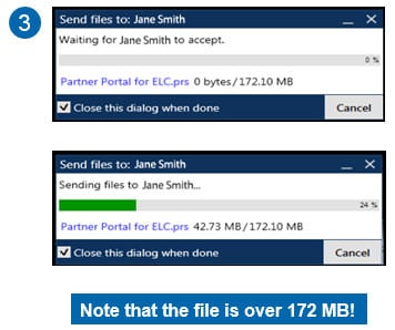 screenshot of a file transfer within UCaaS