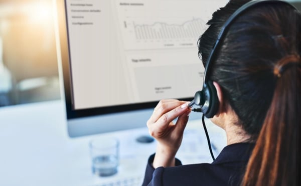 customer service agent using AI tools to interact with customers