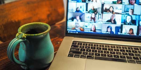 Laptop with cozy mug