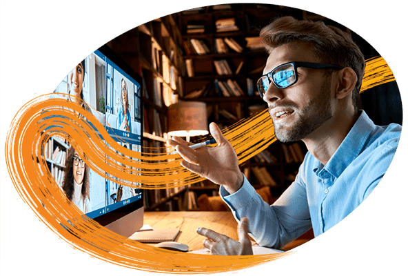 man-on-video-conference