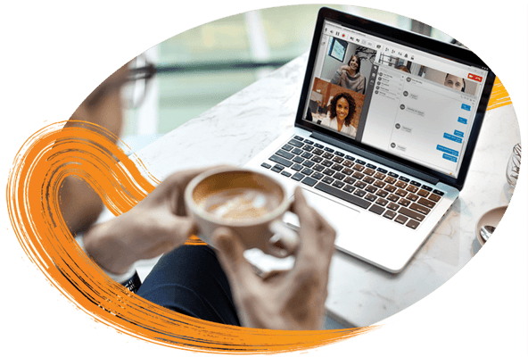 person using mobile connect