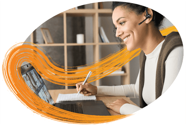 woman-video-call-taking-notes