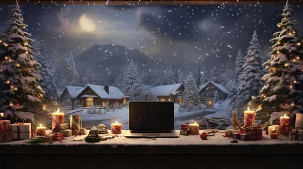 AI Generated holiday background image for Microsoft Teams video meetings