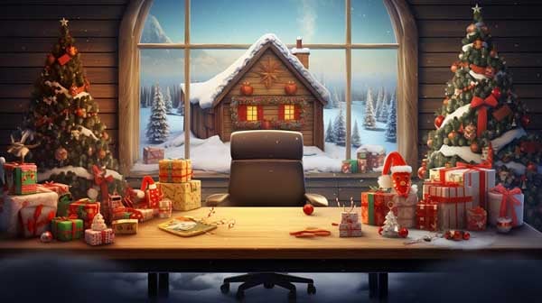 AI Generated holiday background image for Microsoft Teams video meetings