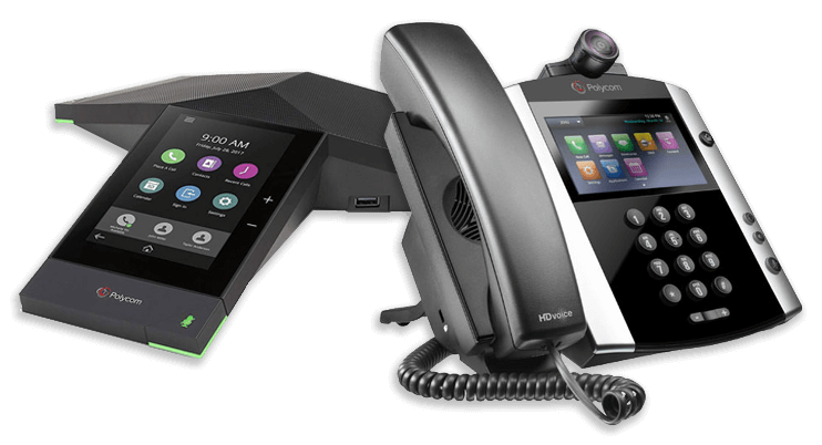 Image of Poly VVX 600 Desk Phone and Poly 8500 Conference Phone