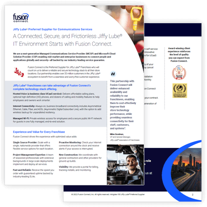Jiffy Lube Preferred Supplier for Fusion Connect Communication Services
